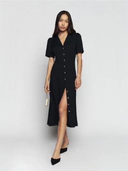 Women Reformation Dress Black Viscose S