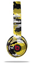 Skin Wrap for Beats Solo Wireless 2 3 4 Digital Camo Yellow SKIN ONLY