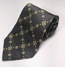 DKNY 100 Silk Men's Gray Black Geometric Tie 3.5"X59" Excellent Used Condition