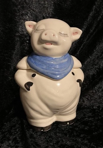 Smiley Pig Cookie Jar/lid Vintage Shawnee 1940s/50s USA Original Blue Bandanna