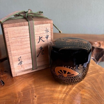 Japanische Teedose Natsume ''Waterwheel'' von Arai Shiho groß mit OVP