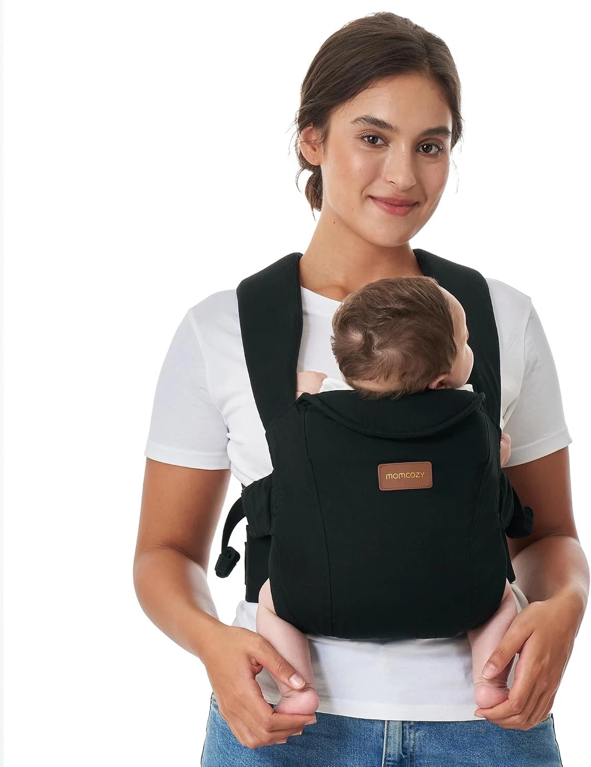 Baby Carrier for Newborn 3.2-11.3kg, Cotton Black, Waist 64-127cm, Ergonomic M