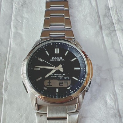 Casio Wave Ceptor Solar Analog Digital Wristwatch 41mm Bezel wrist 19cm