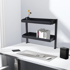 Clamp-On 2-Tier Desk Shelf with Adjustable Storage for Space Efficiency