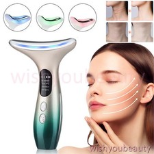 Facial Neck Lift Face Massager LED Photon Skin Wrinkle Remove Reduce Double Chin