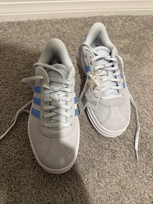 Adidas Women s  VL Court Bold J Gray & Blue Sneaker Size 4.5