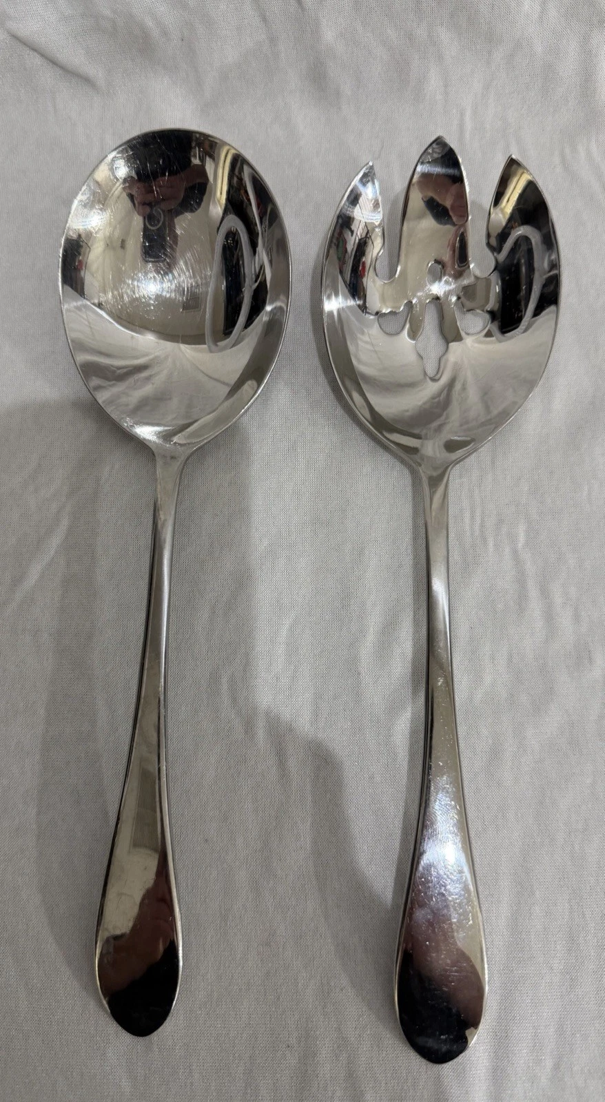 Gorham Serving Spoon & Fork New Colony Stainless Japan 18/8 Flatware MCM EUC