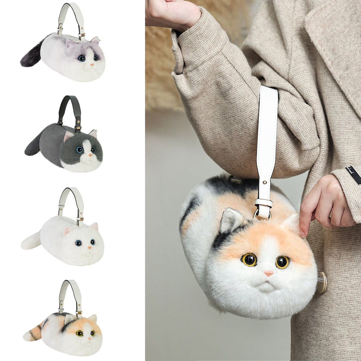 Simulation Stuffed Cat Backpack Realistic Animal Stuffed Bag Plush
