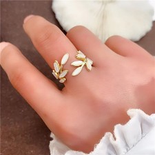 Leaf Ring For Women Adjustable Tree Design Electroplated Metal Fashion
