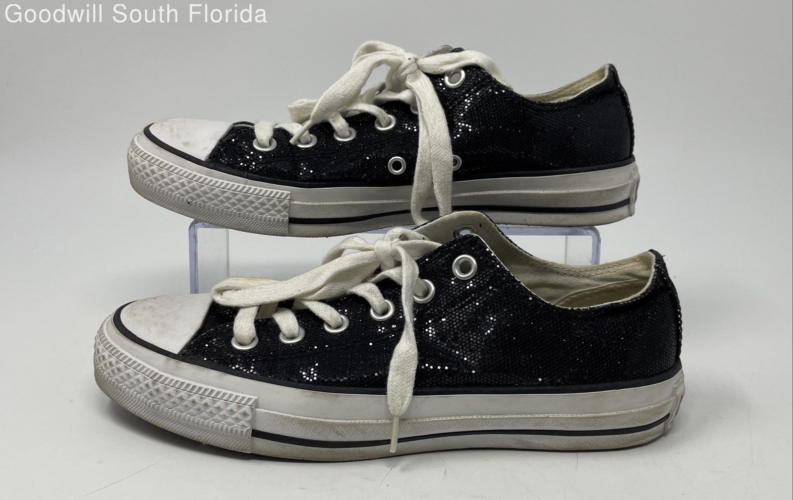 Converse Womens Chuck Taylor All Star 514774F Black Glitter Sneakers Shoes Sz 7