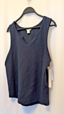 Caslon nwt med dark blue sleevless tank neckline accent trim