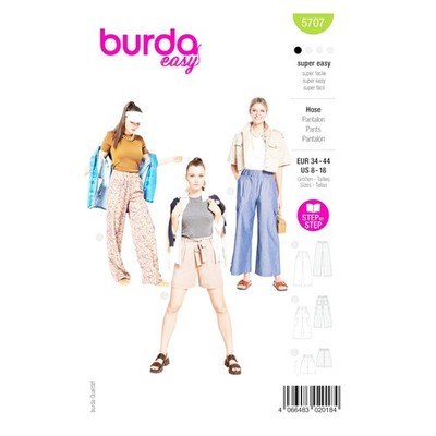 Burda Style Schnittmuster Nr. 5707 -lässig weite Damenhose mit Schlupfbund