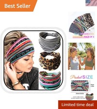 Boho Wide Headbands for Women Leopard Head Bands No Slip Thick Bandeau Head W...