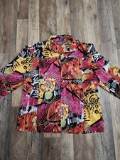 Additions By Chico  s Sz 1 Vibrant Floral Full Zip Lightweight Jacket Colorful