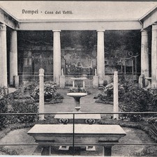 c1910s Pompeii Italy Casa dei Vettii Postcard Garden Roman Ruins Ancient Fresco
