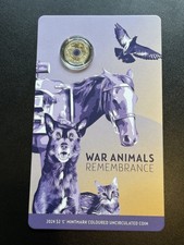 2024 $2 C-Mintmark Coloured Uncirculated Coin War Animals Remembrance Australia