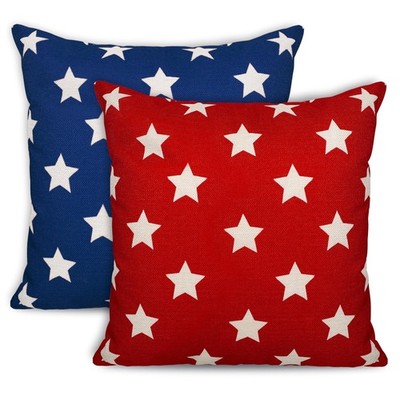 4th of July Pillow Covers 18x18 Set of 2 Red Blue Star Patriotic Decorations Thr