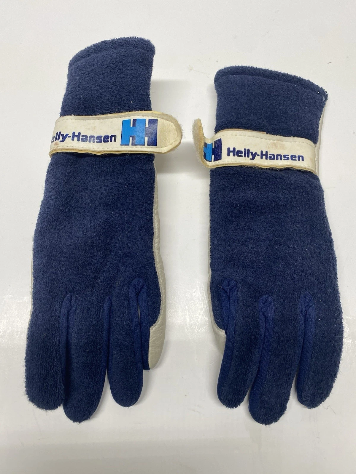 Vintage Helly Hansen Ladies Leather Gloves Size 6 Navy/White