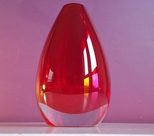 Large Heavyweight Red Tamara Aladin Design Riihimaki Finland Ovoid Vase 1.6kg