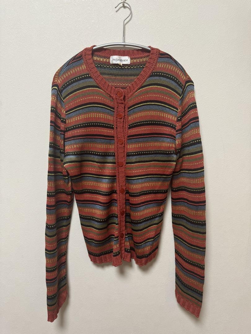 Yves Saint Laurent Donna L Cardigan Rosa Righe Abbigliamento Elegante Comodo Fi