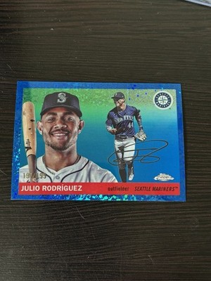 2025 Topps Chrome Platinum Baseball Blue Speckle Julio Rodriguez Mariners /199