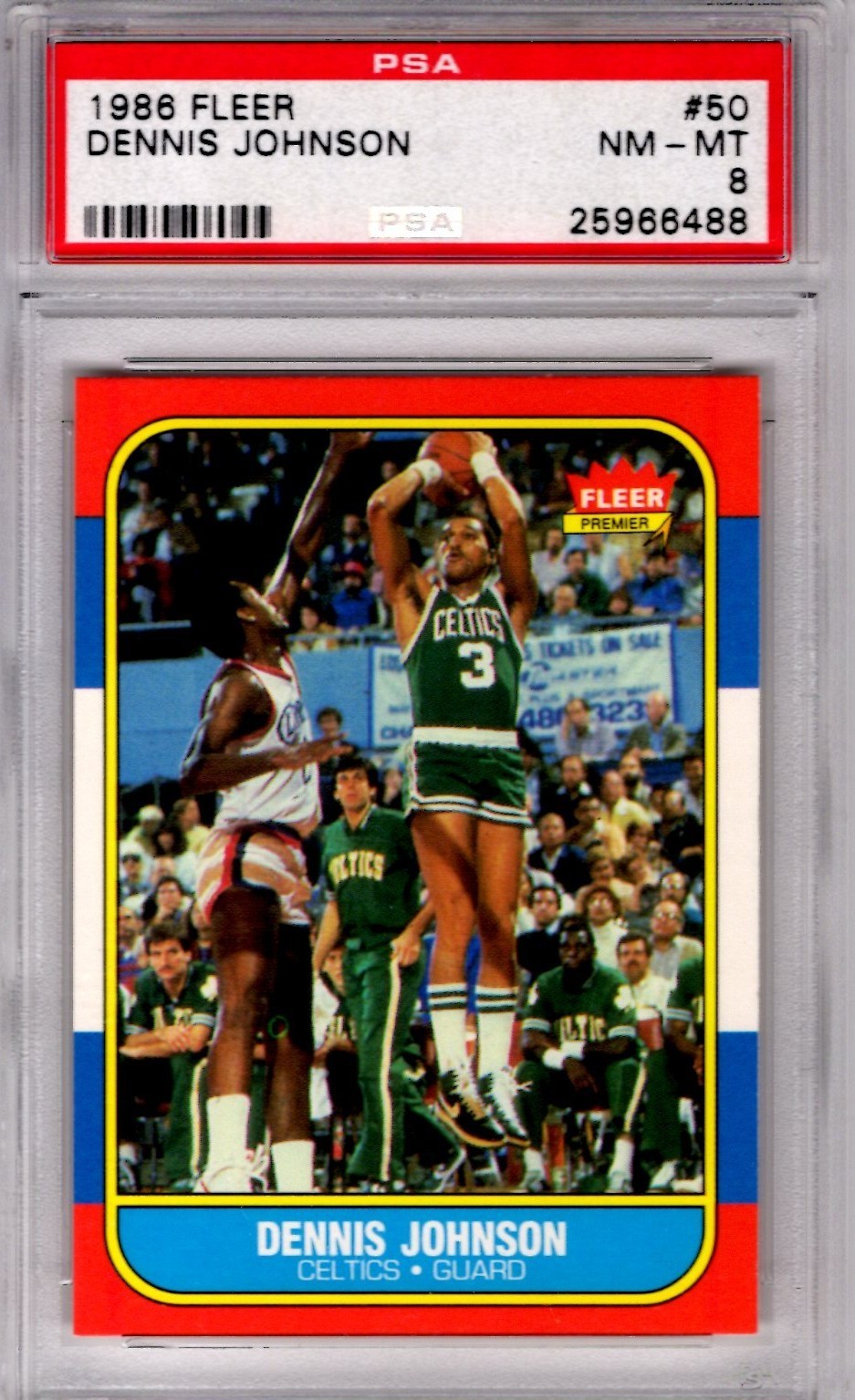 1986 Fleer Dennis Johnson PSA 8 NM-Mt # 50