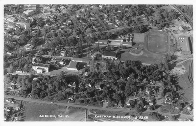 Aerial View AUBURN CA Placer County Baseball Field 1950s RPPC  Postcard COPY