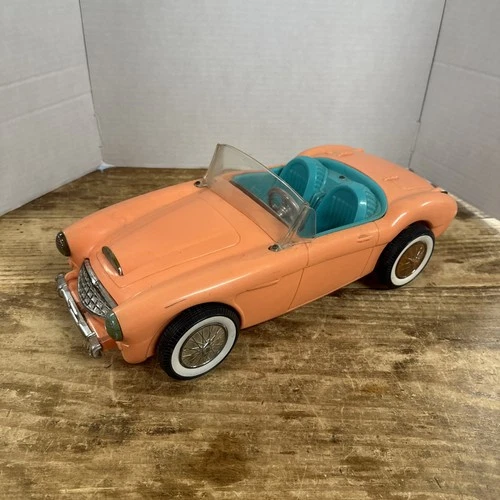 Vintage Mattel 1962 Barbie Austin Healey 3000 Convertible Sports Car - Salmon