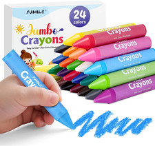 24 Colors Jumbo Crayons for Toddlers 1-3.Washable,Non-Toxic Crayon for Toddle...