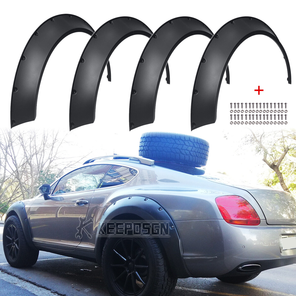 For Bentley Continental GT Matte 4" Fender Flares Flexible Extra Widebody 4PCS
