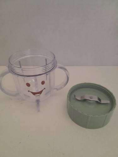 Baby Bullet Short Cup Blender Blade Lid Green Double Handle Replacement Part