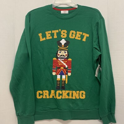 Lets Get Cracking Shirt Nutcracker Christmas Holiday Fleece Sweatshirt L