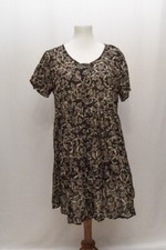Vintage Elise womens dress black gray tan knee length
