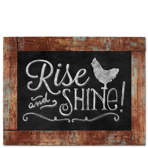 Framed Chalkboard Sign Wall Plaque RISE and SHINE! Rooster with Braided Cord - Picture 1 of 1