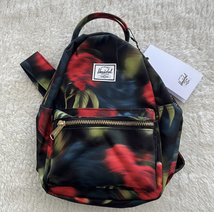 Herschel Supply Co. Mini Nova Backpack Blurry Roses Red/Black Gold Hardware HERSCHEL Nova MINI BACKPACK School Bag BLURRY ROSES Red  main image 2