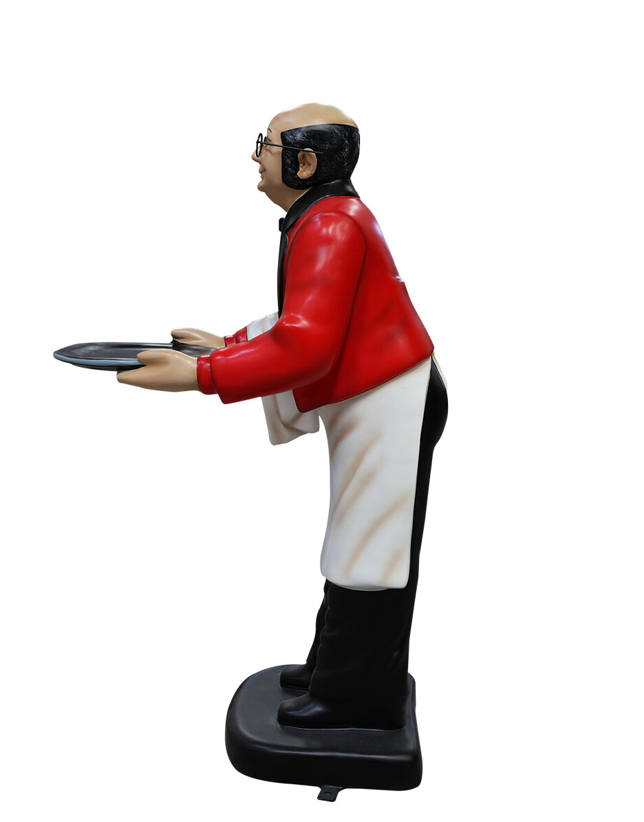 Waiter Statue Butler Server Statue Holding Serving Tray 3 FT Indoor Outdoor