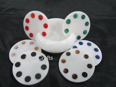 White Marble Coaster Set / 4.5 Inches Coffee Coaster Set / Decorative Coaster