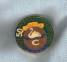 SWANSEA BOWLING CLUB LAPEL BADGE, 50th, BIRD / SWAN THEME