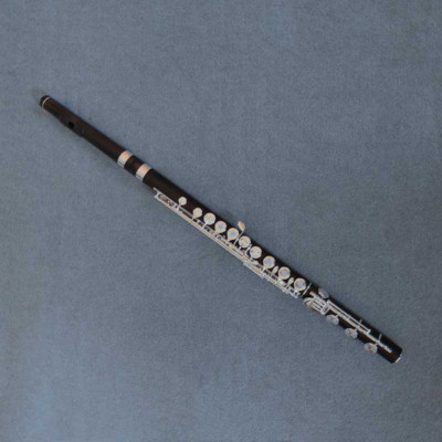 Handmade Professional Ebony Wood Flute 17 Hole Silver Key B Foot w/Case 2024 NEW