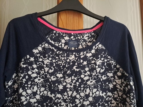 Damen Joules Marineblau und Weiß Blumendruck Tunika Top Größe 10. Zweimal getragen. - Bild 1 von 8