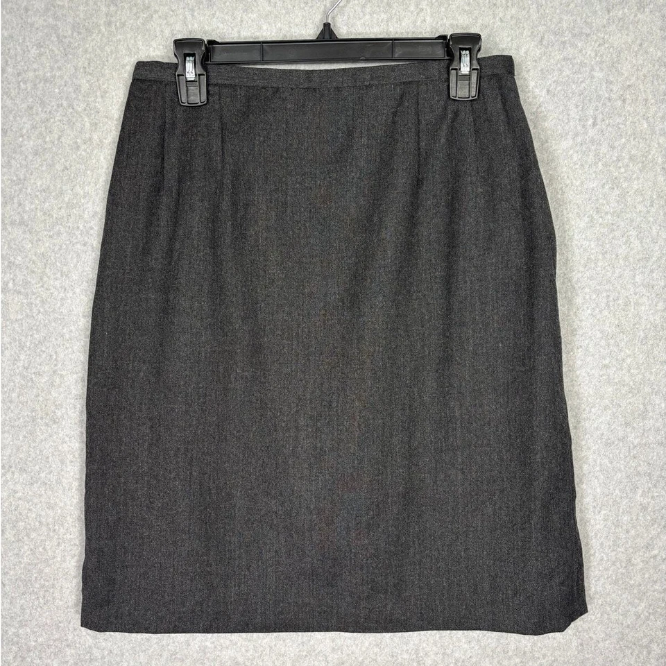 Vintage Harve Benard Skirt 10 Charcoal Wool Knee Pencil Classic Academia Career