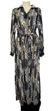 UNBRANDED Blue Snakeskin Print Velour  Long Kaftan Turkish Robe Sz EUR 44, US L