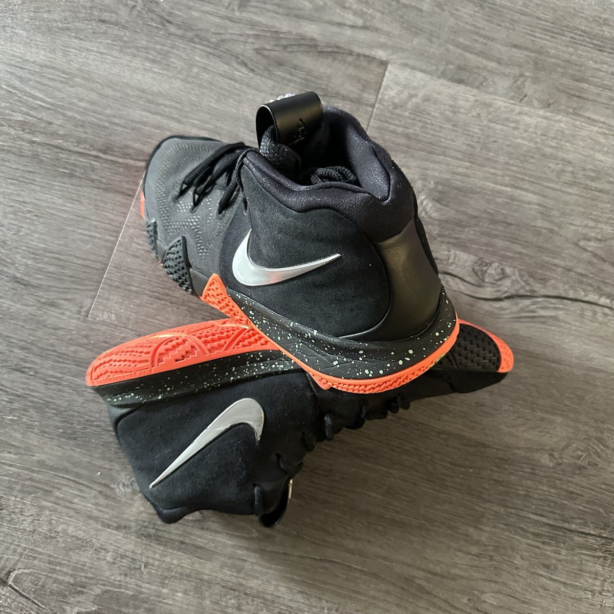 Nike Kyrie 4 Mens Basketball Shoes Black Silver Orange