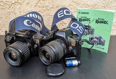 Canon EOS Rebel And Rebel S Both With 35-80 mm Canon Lens 1 Cap 1 Battery 1 Book
