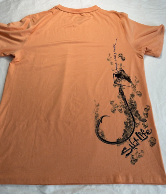 Salt Life SLX Medium UAVapor Shirt Orange Fishing Hook Line