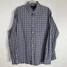 VTG Ralph Lauren Shirt Mens XXL 2XL Blue Plaid Button Down Custom Fit Cotton 