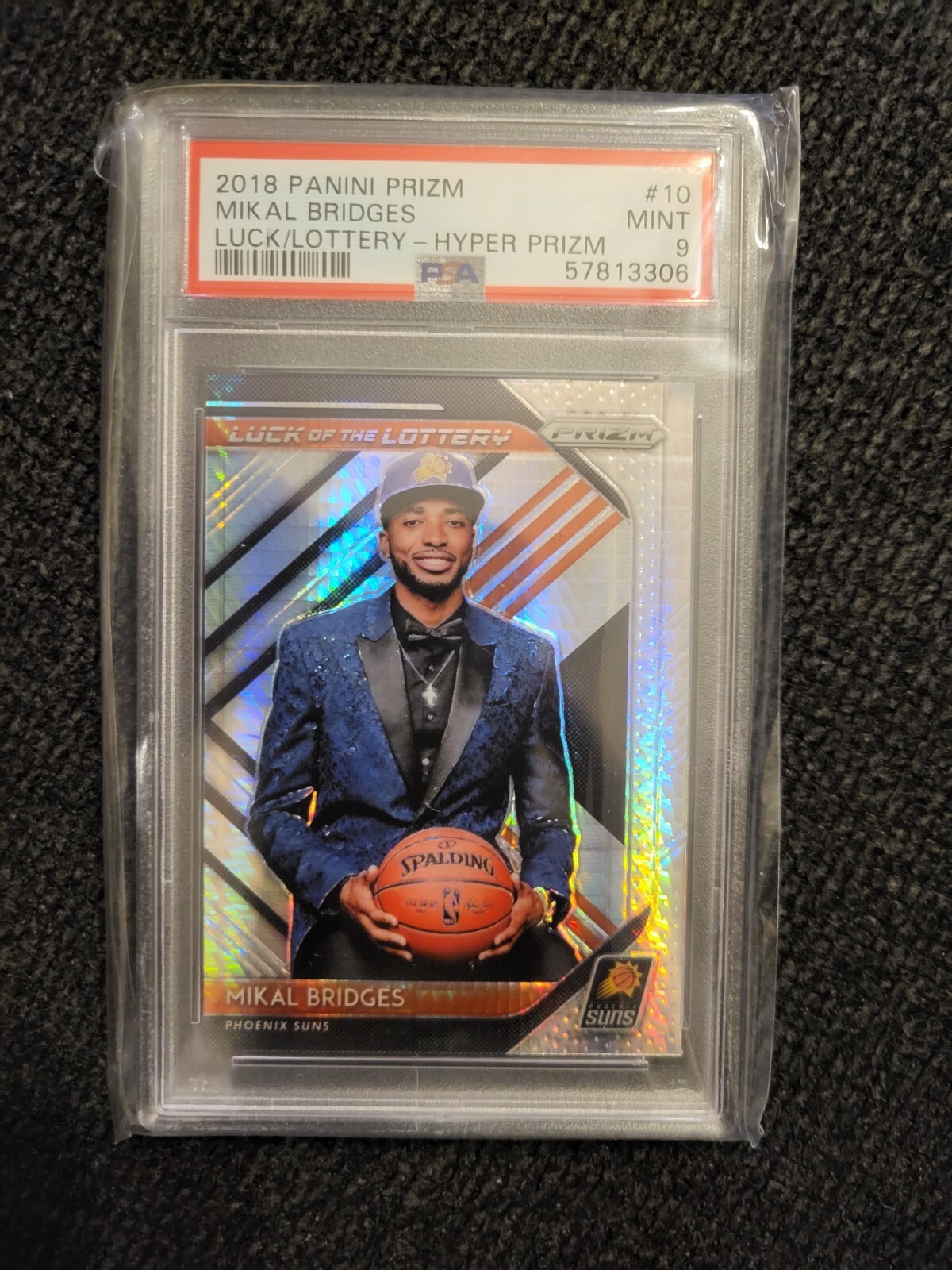 2018 Panini Prizm Mikal Bridges Luck Of The Lottery Hyper Prizm PSA 9 Suns Nets