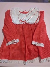 Vintage Girls 3T Red, White Polka Dot Lace Trim Ribbon USA Dress