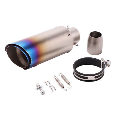 38-51mm Motorcycle Exhaust Muffler Pipe Silencer Can Slip-On Grilled Blue 