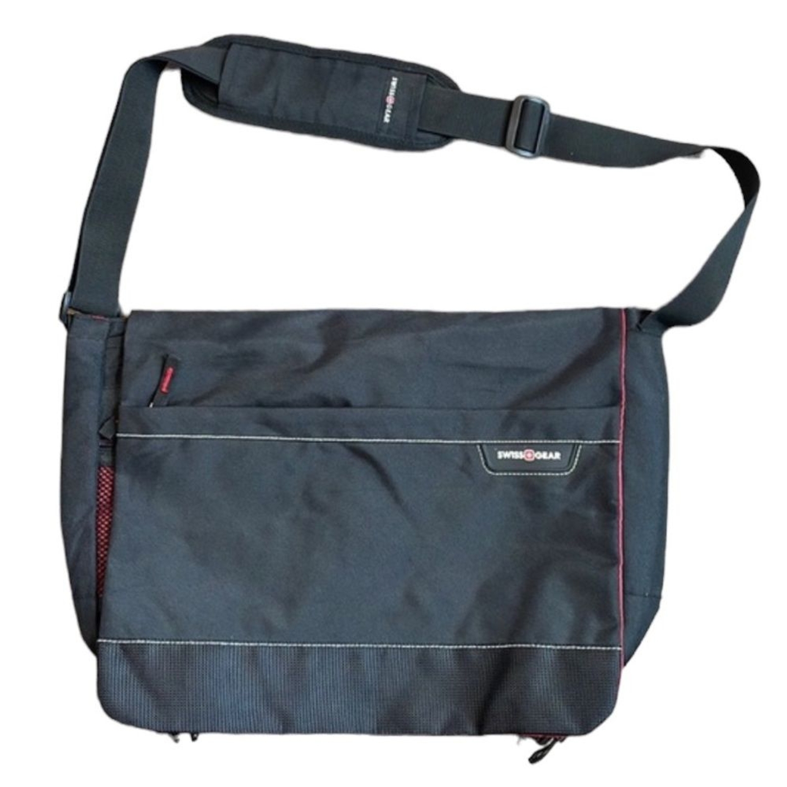 SwissGear Laptop Computer Messenger Bag Black & Red Gem